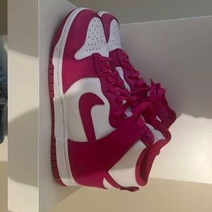 pink nike  dunk highs.